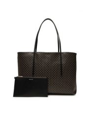 Calvin Klein Torebka Emblem Aop Tote W/ Pouch LV04F3266G Czarny. Czarne torebki do ręki damskie Calvin Klein, bez wzorów, ze skóry, bez dodatków. Za 589.99 zł.