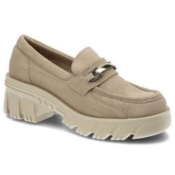 Półbuty damskie Lemar, naturalna skóra zamszowa masywna podeszwa o wyrazistym bieżniku metalowy detal, bez/zł, 20110-W. Brązowe półbuty damskie Lemar, bez wzorów, ze skóry, eleganckie, bez obcasa, bez zapięcia. Za 322.99 zł.