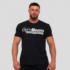 Koszulka męska regular fit z krótkim rękawem czarna Stronger Together. Czarne koszulki sportowe męskie GYMBEAM, m, bez wzorów, z bawełny, bez kołnierzyka, bez ramiączek, na jogę i pilates. Za 55.90 zł.