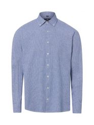 Nils Sundström koszula casual z lnem Mężczyźni Modern Fit Bawełna niebieski, XL. Niebieskie koszule męskie Nils Sundström, m, bez wzorów, z bawełny, casualowe, bez kołnierzyka, bez ramiączek. Za 179.95 zł.