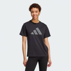 Koszulka z grafiką zwierzęcą. Czarne koszulki sportowe damskie Adidas, xs, bez wzorów, z bawełny, sportowe, bez kołnierzyka. Za 109.00 zł.