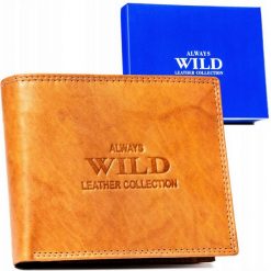 Portfel skórzany Always Wild AW-N7-MAL j. brązowy. Brązowe portfele męskie Always Wild, bez wzorów, ze skóry. Za 45.00 zł.