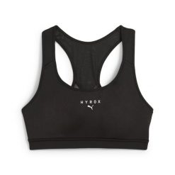 Damski stanik o średnim wsparciu PUMA × HYROX PUMA Black. Czarne biustonosze Puma, bez wzorów. Za 211.00 zł.