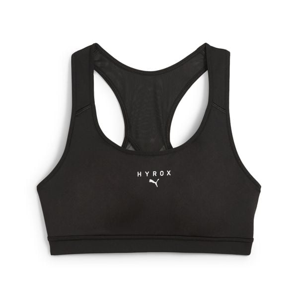 Damski stanik o średnim wsparciu PUMA × HYROX PUMA Black. Czarne biustonosze Puma, bez wzorów, z materiału. Za 215.00 zł.