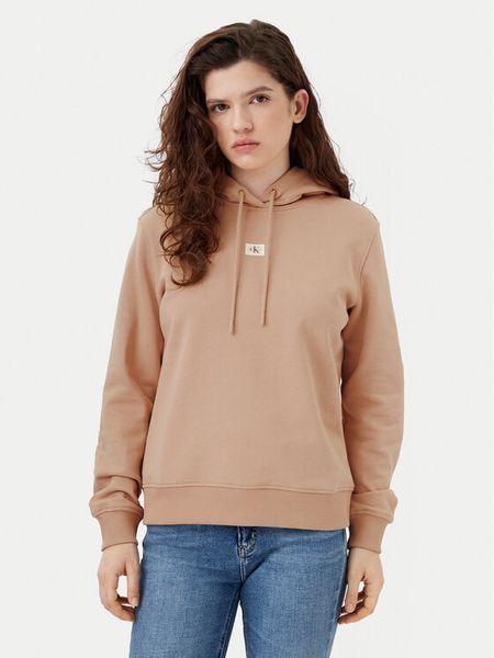 Calvin Klein Jeans Bluza J20J225085 Beżowy Regular Fit. Brązowe bluzy damskie Calvin Klein Jeans, s, bez wzorów, z bawełny, bez kaptura. Za 229.99 zł.