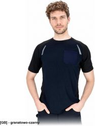 Reis T-shirt męski krótki rękaw siateczka super wentylacja elementy odblaskowe kieszonka nadruki sportowcy codzienny - granatowo-czarny 3XL. Czarne koszulki sportowe męskie Reis, m, bez wzorów, bez kołnierzyka. Za 27.19 zł.