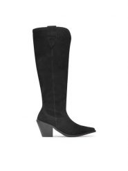 Lasocki Kowbojki V441 Czarny. Czarne kozaki damskie Lasocki, ze skóry, bez obcasa, na słupku. Za 449.99 zł.