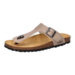 Klapki damskie Eco Mymosa. Brązowe klapki damskie CMP, bez wzorów, z materiału, wakacyjne, bez obcasa. Za 199.99 zł.