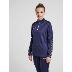 Bluza do piłki nożnej damska Hummel demi-zip hml AUTHENTIC. Niebieskie bluzy sportowe damskie Hummel, s, bez wzorów, bez kaptura, do piłki nożnej. W wyprzedaży za 165.50 zł.