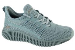 Buty sportowe Sneakersy damskie, Bobs Geo-New Aesthetics. Niebieskie obuwie sportowe damskie Skechers, bez wzorów, z materiału, trekkingowe. Za 239.99 zł.