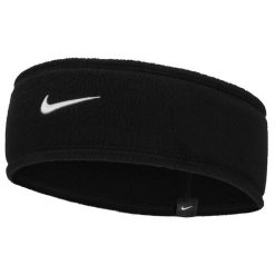 Opaska sportowa na głowę damska W One Therma-Fit Fleece Headband. Czarne czapki i kapelusze damskie Nike, bez wzorów, z poliesteru, sportowe. Za 129.99 zł.
