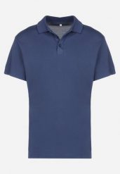 Granatowa Koszulka Polo z Krótkim Rękawem Wakeish. Niebieskie koszulki polo męskie Born2be, l, bez wzorów, z tkaniny, bez ramiączek. Za 39.99 zł.