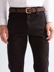 MESKI PASEK WRANGLER BRAIDED BELT BROWN 112378833. Brązowe paski damskie Wrangler, bez wzorów, klasyczne. Za 89.99 zł.