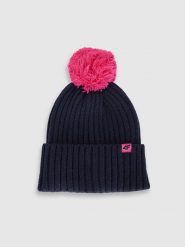 4F Czapka z pomponem dziecięca - granatowa Uniwersalny. Niebieskie buty zimowe dziewczęce 4f, bez wzorów, z wełny, bez zapięcia. Za 69.99 zł.
