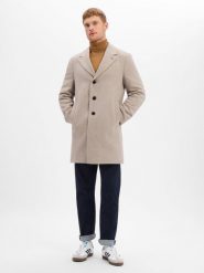 Finshley & Harding London Płaszcz z domieszką wełny Mężczyźni beżowy, 46. Brązowe płaszcze męskie Finshley & Harding London, m, bez wzorów, z wełny, biznesowe, bez kaptura. Za 899.95 zł.
