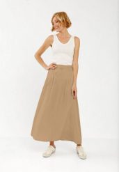 Długa spódnica letnia G-MIGELIA. Brązowe spódnice damskie Volcano, na lato, s, bez wzorów, z materiału, maxi, dopasowane. Za 119.99 zł.