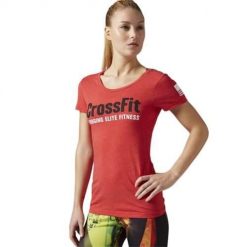 Koszulka sportowa damska Reebok AY1009. Czerwone koszulki sportowe damskie Reebok, l, bez wzorów, z materiału, bez kołnierzyka, bez ramiączek, na fitness i siłownię. Za 148.00 zł.