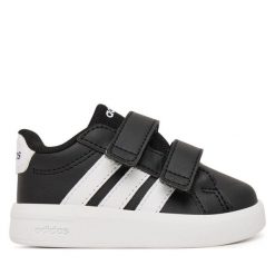 Sneakersy adidas. Czarne trampki i tenisówki chłopięce Adidas, bez wzorów, bez zapięcia. Za 139.99 zł.