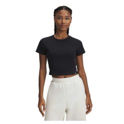 Koszulka damska Under Armour Rival Rib. Czarne t-shirty damskie Under Armour, m, bez wzorów, z materiału, klasyczne, bez kołnierzyka. Za 228.99 zł.