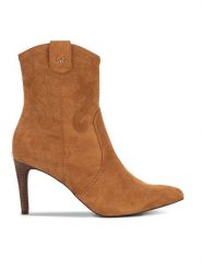 MEXX Kowbojki MI001714243W Brązowy. Brązowe botki damskie Mexx, ze skóry, bez obcasa, na szpilce, bez zapięcia. Za 399.99 zł.