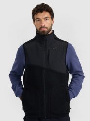 4F Bezrękawnik sherpa męski - czarny M. Czarne kurtki męskie 4f, m, bez wzorów, z materiału, bez kaptura. W wyprzedaży za 149.99 zł.