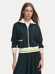 Lacoste Bluza SF5252 Zielony ciemny Regular Fit. Zielone bluzy damskie Lacoste, bez wzorów, z bawełny, bez kaptura. Za 769.99 zł.