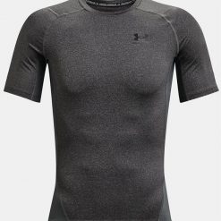 Koszulka termoaktywna męska UNDER ARMOUR 1361518 z krótkim rękawem. Szare koszulki sportowe męskie Under Armour, m, bez wzorów, bez kołnierzyka, bez ramiączek, do biegania. Za 89.99 zł.