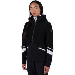 Kurtka narciarska damska z pełnym zamkiem z polaru Rossignol Wispile. Czarne kurtki snowboardowe damskie Rossignol, xl, bez wzorów, z materiału, z kapturem, narciarskie. Za 595.50 zł.