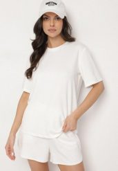 Biały Klasyczny T-shirt o Kroju Oversize z Wiskozą Aderisa. Białe bluzki damskie Born2be, l, bez wzorów, z jeansu, eleganckie, bez kołnierzyka. Za 59.99 zł.