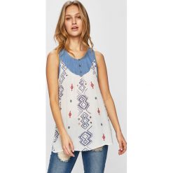 Desigual - Top. Niebieskie koszule damskie Desigual, m, bez wzorów, z bawełny, casualowe, bez kołnierzyka, bez ramiączek. W wyprzedaży za 149.90 zł.