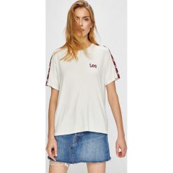 Lee - Top. Szare topy damskie Lee, z dzianiny, z okrągłym kołnierzem, z krótkim rękawem. Za 119.90 zł.