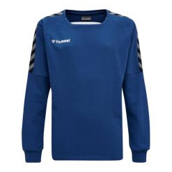 Bluza do piłki ręcznej dla dzieci Hummel hmlAUTHENTIC Training. Niebieskie bluzy dla chłopców Hummel, bez wzorów, bez ramiączek, bez kaptura. W wyprzedaży za 89.50 zł.