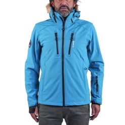 Kurtka softshellowa ze sztucznym futrem Peak Mountain Casada. Niebieskie kurtki snowboardowe męskie Peak Mountain, m, bez wzorów, bez kaptura, narciarskie. W wyprzedaży za 293.00 zł.