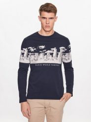 Guess Longsleeve Skyline M3YI13 I3Z13 Granatowy Slim Fit. Niebieskie bluzki z długim rękawem męskie Guess, m, z aplikacjami, z bawełny, bez kołnierzyka. Za 169.99 zł.
