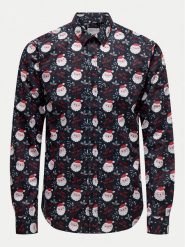 Only & Sons Koszula 22031026 Granatowy Slim Fit. Niebieskie koszule męskie Only & Sons, m, bez wzorów, z bawełny, bez kołnierzyka, bez ramiączek. Za 69.99 zł.