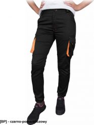 R.E.I.S. FRAU-JOG-T - Elastyczne spodnie ochronne do pasa FRAU-JOG, damskie 62% poliester, 35% bawełna, 3% elastan 240 g/m2 - czarno-pomarańczowy- 40. Brązowe spodnie materiałowe damskie R.E.I.S., m, bez wzorów, z bawełny. Za 86.72 zł.