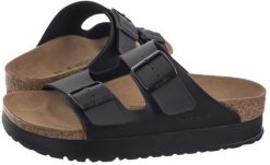 Birkenstock Arizona Platform Flex BF 1027395 Czarne 39. Czarne sandały damskie Birkenstock, bez wzorów, bez obcasa, bez zapięcia. Za 365.36 zł.