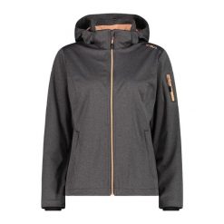 Kurtka damska turystyczna CMP 39A5016M. Szare kurtki damskie CMP, l, bez wzorów, z softshellu, z kapturem. Za 365.50 zł.