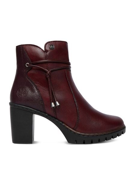 Rieker Botki CEO-Y2567-35 Bordowy. Czerwone botki damskie Rieker, ze skóry, bez obcasa, na słupku, bez zapięcia. Za 429.99 zł.