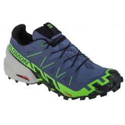 Buty do biegania Salomon Speedcross 6 Gtx 473019 niebieskie. Niebieskie obuwie sportowe damskie bez wzorów, z gore-texu, do biegania, salomon speedcross. Za 991.25 zł.