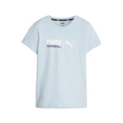 Koszulka PUMA Handball Niebieska. Niebieskie koszulki sportowe damskie Puma, m, bez wzorów, bez kołnierzyka, bez ramiączek, do piłki ręcznej. Za 171.60 zł.