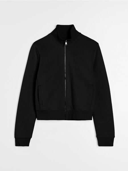 Gładka bluza ze stójką - czarny. Czarne bluzy damskie Sinsay, l, bez wzorów, bez kaptura. Za 39.99 zł.