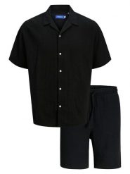 Jack & Jones Komplet koszula i szorty materiałowe Easter 12281255 Czarny Relaxed Fit. Czarne koszule męskie Jack & Jones, m, bez wzorów, z bawełny. Za 179.99 zł.