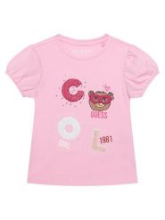 Guess T-Shirt K6RI05 K6YW4 Różowy Regular Fit. Czerwone t-shirty i topy dla dziewczynek Guess, z aplikacjami, z bawełny, bez ramiączek. Za 99.99 zł.