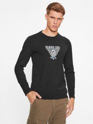 Guess Longsleeve M3BI33 J1314 Czarny Slim Fit. Czarne bluzki z długim rękawem męskie Guess, m, z aplikacjami, z bawełny, bez kołnierzyka. Za 119.99 zł.