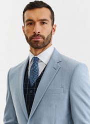 PAKO LORENTE – Błękitna marynarka garniturowa o widocznej strukturze. Niebieskie marynarki męskie Pako Lorente, bez wzorów, z wełny, eleganckie. Za 1,199.99 zł.