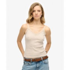 Krótki top z koronkową lamówką dla kobiet Superdry Essential. Brązowe bielizna termoaktywna damska Superdry., bez wzorów, z koronki, bez ramiączek, krótkie. Za 103.80 zł.