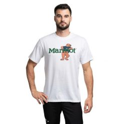 Koszulka męska Leaning Marty Tee Ss. Białe koszulki sportowe męskie Marmot, m, bez wzorów, bez kołnierzyka, bez ramiączek, trekkingowe. Za 239.99 zł.