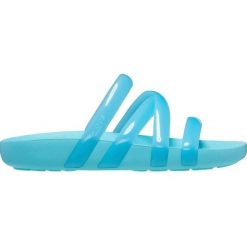 Sandały Kobieta Crocs Splash Glossy Strappy niebieski. Niebieskie sandały damskie Crocs, bez wzorów, z materiału, bez obcasa, bez zapięcia. Za 247.05 zł.