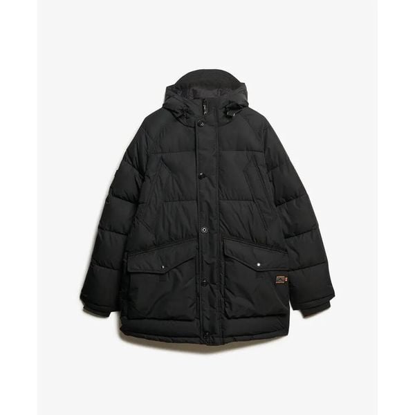 Kurtka parka Superdry Expedition. Czarne bluzki z długim rękawem męskie Superdry., xl, bez wzorów, z puchu, klasyczne, z kapturem. Za 755.35 zł.
